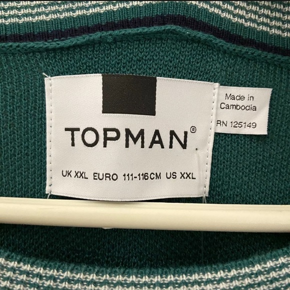 Topman Green Thin Knit Crew Shirt Men’s XXL - Picture 6 of 7